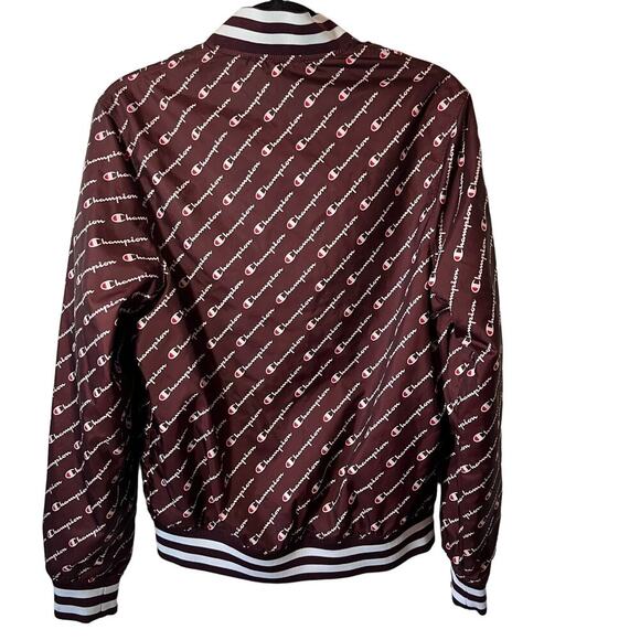 Champion Diagonal Script Satin Varsity Baseball Maroon Jacket Size Small - Picture 7 of 9